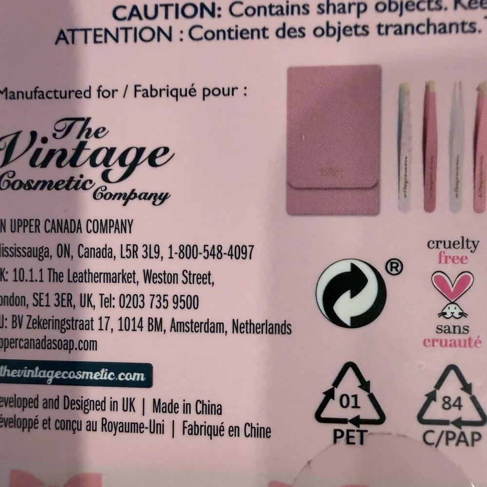 The Vintage Shop Pink Tweezers & Tools Set - 5 Piece Makeup Tool Kit